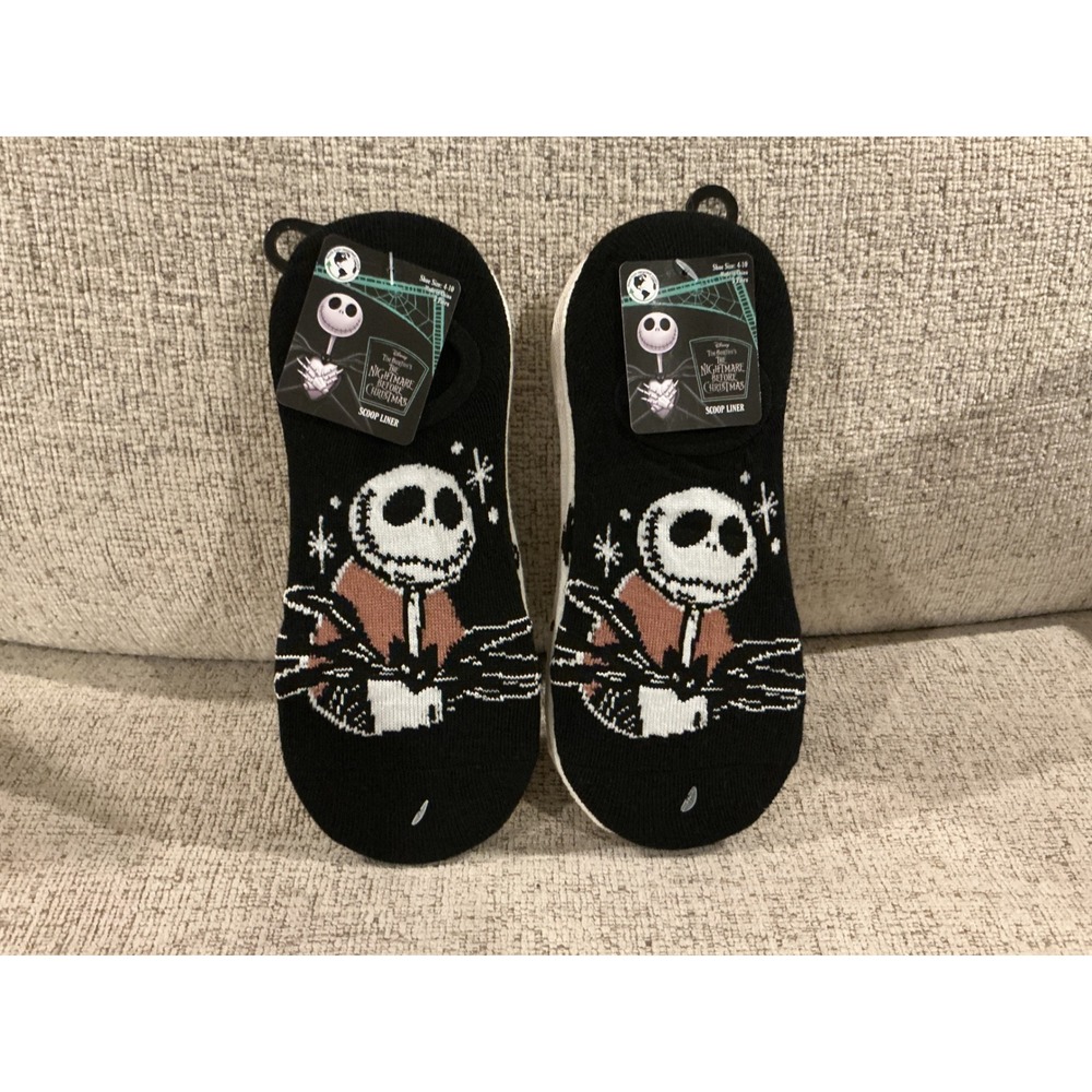 Disney Nightmare Before Christmas Jack & Sally Scoop Liner Socks 2 Pair NWT 4-10